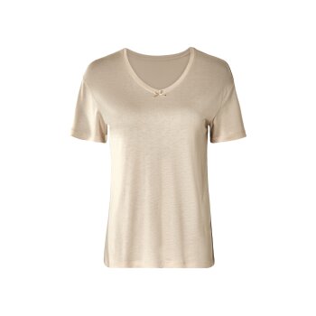 esmara® Damen Pyjama mit Gummizugbund und Bindeband (beige, M(40/42)) - B-Ware neuwertig