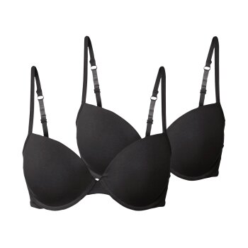 esmara® Damen Bügel-BHs, 2 Stück, mit gepaddeten Cups (schwarz, 80B) - B-Ware neuwertig