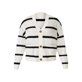 esmara® Damen Oversize-Cardigan mit Knöpfen (weiß/schwarz, M(40/42)) - B-Ware neuwertig