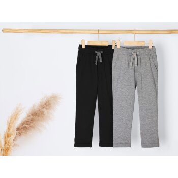 lupilu® Kleinkinder Hosen, 2 Stück, mit Baumwolle (schwarz/grau, 122/128) - B-Ware neuwertig
