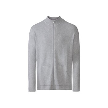 LIVERGY® Herren Strickjacke mit Stehkragen, körpernah geschnitten (grau, XL(56/58)) - B-Ware neuwertig