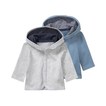 lupilu® Baby Jäckchen, reine Bio-Baumwolle, 2er Set (grau/blau, 86/92) - B-Ware neuwertig