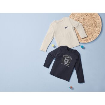 lupilu® Kleinkinder Langarmshirts, 2 Stück, aus reiner Baumwolle (dunkelblau/grau, 122/128) - B-Ware neuwertig