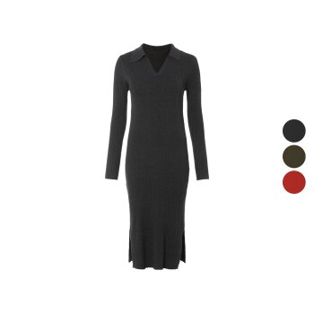 esmara® Damen Geripptes Strickkleid, mit Baumwolle -...