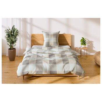 LIVARNO home Mikrofaser-Satin-Wendebettwäsche, 135 x 200 cm (Karo) - B-Ware neuwertig