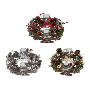 LIVARNO home Adventskranz mit 4 Teelichthaltern aus Glas...