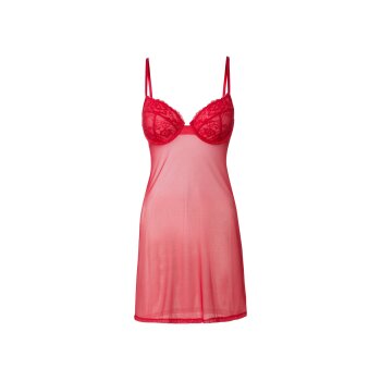 esmara® Damen Negligé-Set, 2-teilig, mit Spitze (rot, S(36/38)) - B-Ware neuwertig