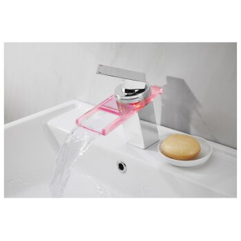 LIVARNO home LED-Waschtischarmatur, mit Wasserfall-Auslauf - B-Ware Transportschaden Kosmetisch