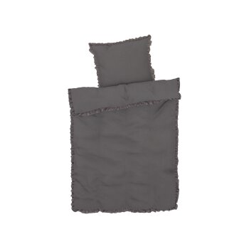 LIVARNO home Mikrofaser-Satin-Bettwäsche, 155 x 220 cm (grau) - B-Ware neuwertig