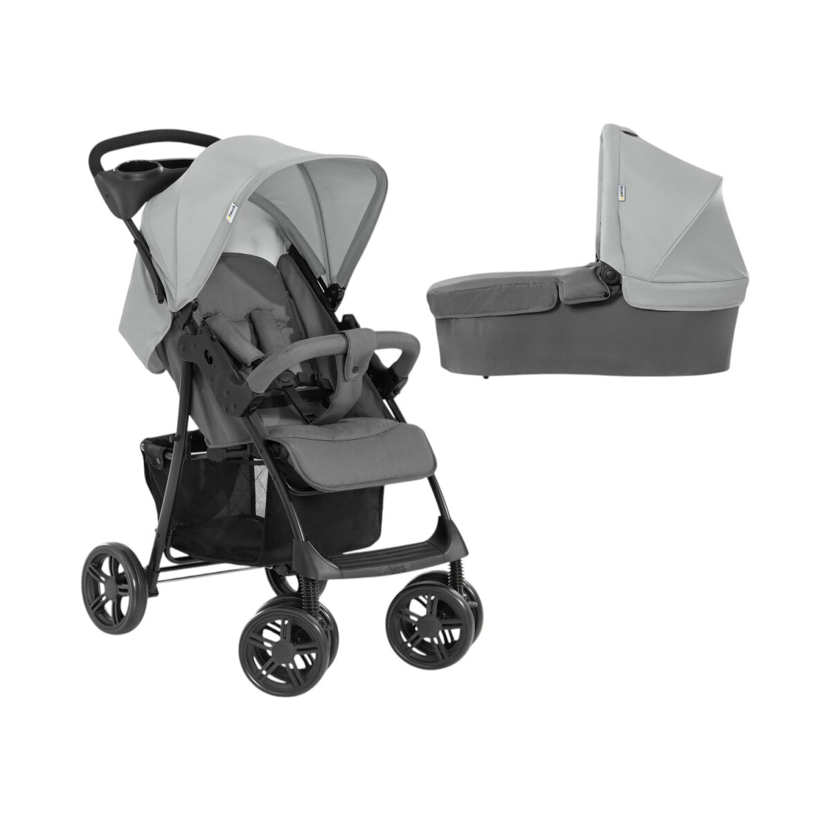 hauck Kinderwagen Shopper Trioset, Babywanne und Sportsitz (gra