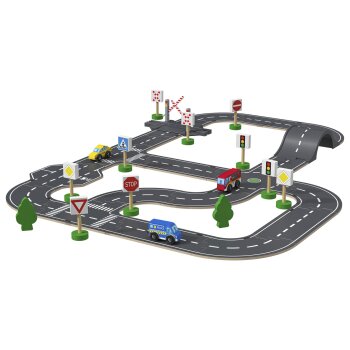 Playtive Straßen-Set »Stadt / Rennstrecke«, aus Echtholz - B-Ware
