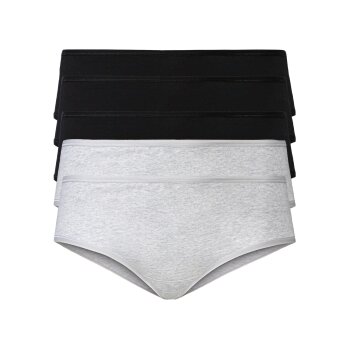 esmara® Damen Hipster, 5 Stück, mit hohem Baumwollanteil (schwarz/hellgrau, XXL(52/54)) - B-Ware neuwertig
