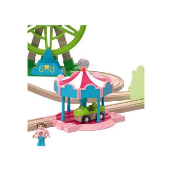 Playtive Eisenbahn-Set Baustelle \ Eisenbahn-Set Freizeitpark, für viele kreative Aufbauvarianten (Holzeisenbahn Freizeitpark) - B-Ware sehr gut