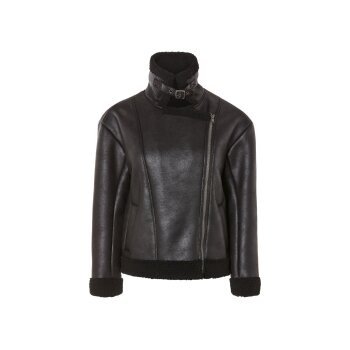 esmara® Damen Bikerjacke, gefüttert mit warmem Lammfellimitat (schwarz, S(36/38)) - B-Ware neuwertig
