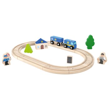Playtive Holz Bahnset, 18-teilig (Polizei) - B-Ware sehr gut