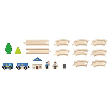 Playtive Holz Bahnset, 18-teilig (Polizei) - B-Ware sehr gut