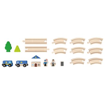 Playtive Holz Bahnset, 18-teilig (Polizei) - B-Ware sehr gut
