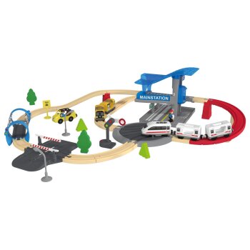 PLAYTIVE Eisenbahn-Set City-Express \ Dinoland, für viele kreative Aufbauvarianten (City-Express Bahn) - B-Ware sehr gut