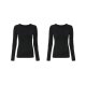 esmara® Damen Langarmshirts, 2 Stück, in Ripp-Qualität (schwarz, XS(32/34)) - B-Ware neuwertig
