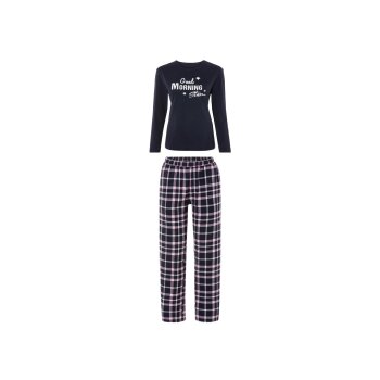 esmara® Damen Pyjama, hoher Baumwollanteil (navy, M(40/42)) - B-Ware neuwertig