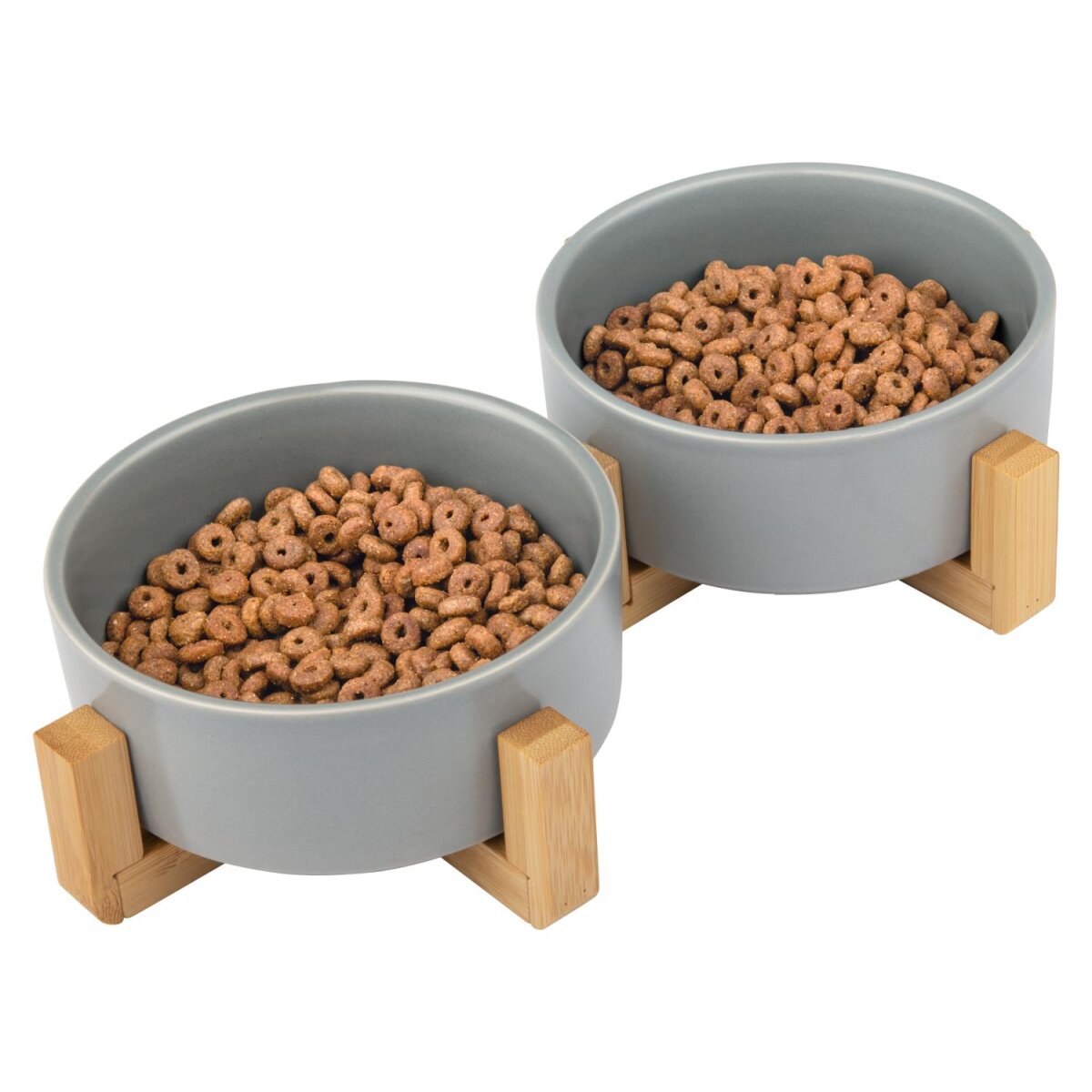Erhöhte Katzenfutterschalen Aus Keramik - Whisker Friendly Mit Bambus-Ständer Für Hunde & Katzen