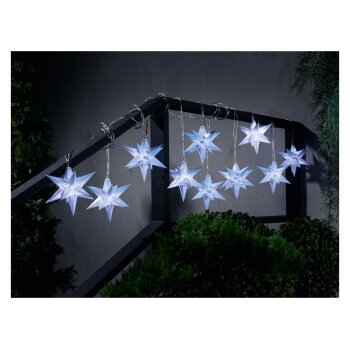 LIVARNO home LED-Lichterkette mit 3D-Leuchtsternen, 10 LEDs, mit Timer (Hellblauer 3D-Stern) - B-Ware sehr gut