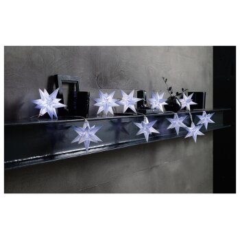 LIVARNO home LED-Lichterkette mit 3D-Leuchtsternen, 10 LEDs, mit Timer (Hellblauer 3D-Stern) - B-Ware sehr gut