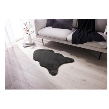 LIVARNO home Kunstfell-Teppich, 60 x 90 cm (dunkelgrau) - B-Ware sehr gut