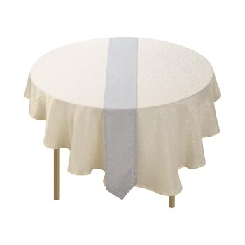 LIVARNO home Jacquard-Tischdecke, 2-teilig (weiß/grau, oval (160x220cm + 20x220cm)) - B-Ware neuwertig