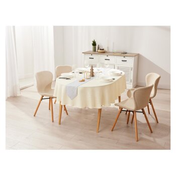 LIVARNO home Jacquard-Tischdecke, 2-teilig (weiß/grau, oval (160x220cm + 20x220cm)) - B-Ware neuwertig