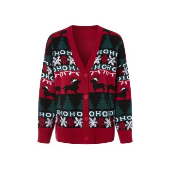 esmara® Damen Cardigan mit weihnachtlichen Motiven (rot, XS(32/34)) - B-Ware neuwertig