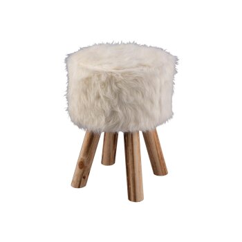 LIVARNO home Fellhocker, gepolsterte Sitzfläche (Fellhocker/rund) - B-Ware sehr gut