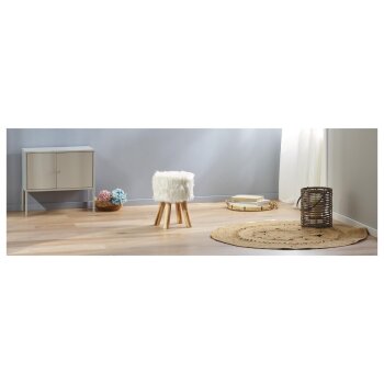 LIVARNO home Fellhocker, gepolsterte Sitzfläche (Fellhocker/rund) - B-Ware sehr gut
