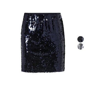esmara® Damen Pailletten-Minirock, mit Fütterung...