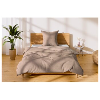 LIVARNO home Doppelseitige Satin-Mikrofaser-Bettwäsche, 140 x 200 cm, Blumen/beige - B-Ware neuwertig