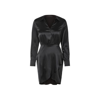 esmara® Damen Kleid, Wickeloptik mit Gummizug (Black, 44) - B-Ware neuwertig