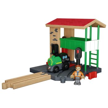 Playtive Lokschuppen \ Bahnhof \ Weichenhäuschen \ Verladestation (Weichenhäuschen) - B-Ware neuwertig