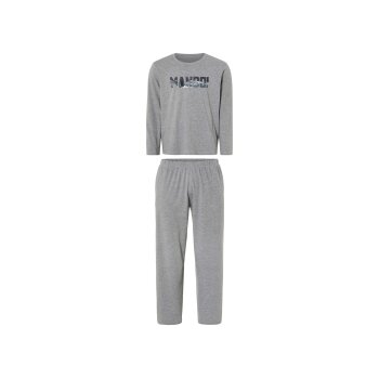 Herren Pyjama, mit ökologischem Textildruck (grau,...