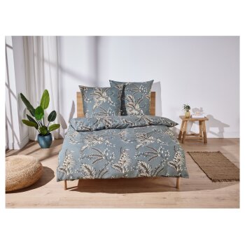 LIVARNO home Renforcé-Wendebettwäsche, 200 x 220 cm (Blumen/blau) - B-Ware neuwertig