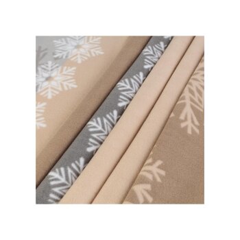LIVARNO home Fleece-Bettwäsche, 140 x 200 cm, 70 x 90 cm, Schneeflocken beige - B-Ware neuwertig