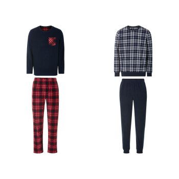 LIVERGY® Herren Fleece-Pyjama, mit recyceltem...