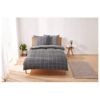 LIVARNO home Fleece-Bettwäsche, 160 x 200 cm, kariert - B-Ware neuwertig