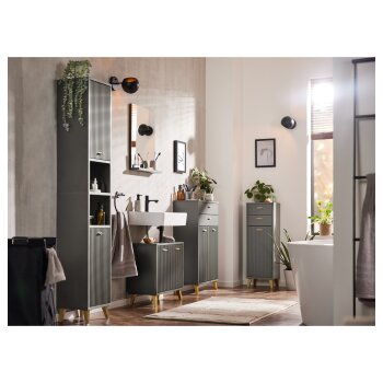 LIVARNO home Waschbecken-Unterschrank, mit Wellenoptik -...