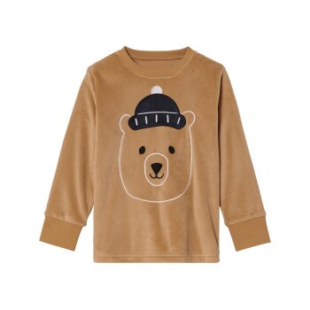 lupilu® Kleinkinder Plüschpyjama mit elastischen Bündchen (braun/navy, 122/128) - B-Ware neuwertig