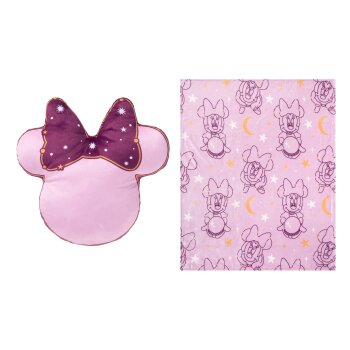 Kuscheldecke mit Dekokissen, 2-teilig (Minnie Maus) - B-Ware neuwertig