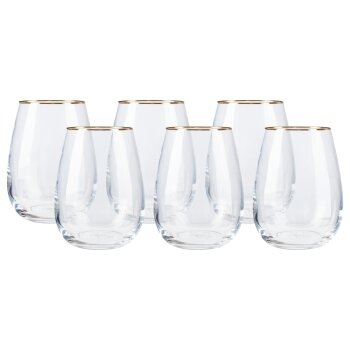 LIVARNO home Gläserset aus Kristallglas mit Goldrand, 6-teilig (Wasserglas) - B-Ware neuwertig