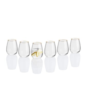 LIVARNO home Gläserset aus Kristallglas mit Goldrand, 6-teilig (Wasserglas) - B-Ware neuwertig