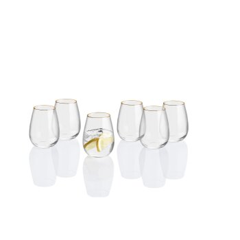 LIVARNO home Gläserset aus Kristallglas mit Goldrand, 6-teilig (Wasserglas) - B-Ware neuwertig