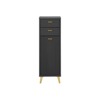 LIVARNO home Bad-Seitenschrank, mit Wellenoptik, schwarz...