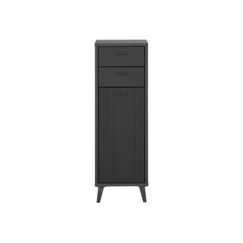 LIVARNO home Bad-Seitenschrank, mit Wellenoptik, schwarz...